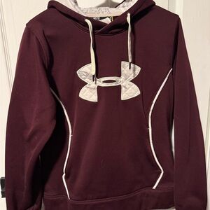 Under Armour Burgundy Hoodie with White Logo